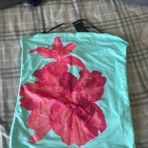 Forever 21 Aqua and Pink Floral Crop Top